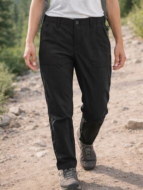 REI Stretch Black Elastic Waist Hiking Pants Button Front Size 12P